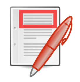Un documento en el que con un bolígrafo rojo se ha marcado un párrafo; podría simbolizar uno de los varios borradores de un manuscrito
