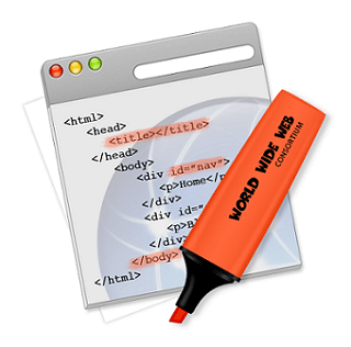 Rotulador naranja sobre el código HTML de una página de navegador; ilustra qué considerar para tener una página web buena